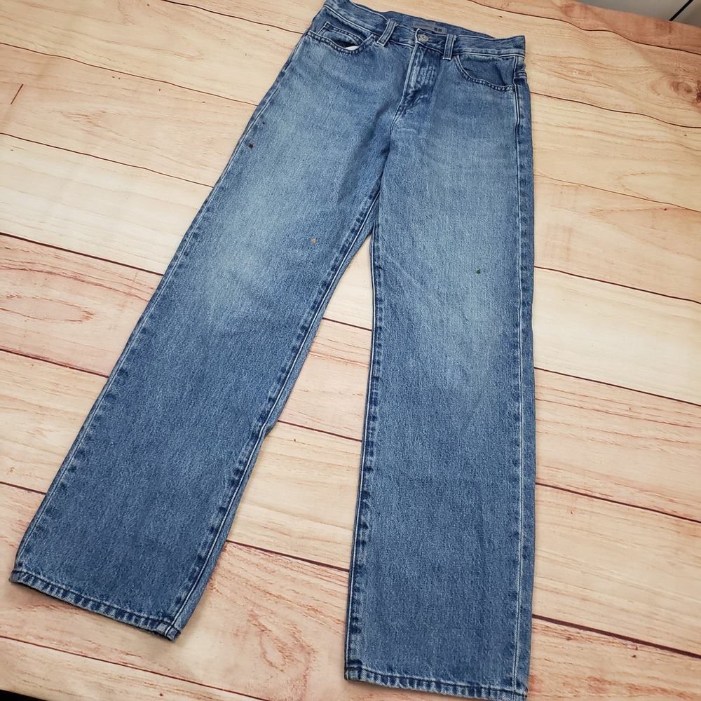 JW Anderson Uniqlo Jeans Womens 26x31 Wide Straight Leg Jeans Blue Denim - Picture 2 of 12